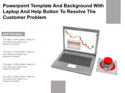 Powerpoint template and background with laptop and help button to resolve the customer problem