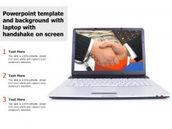 Powerpoint template and background with laptop with handshake on screen