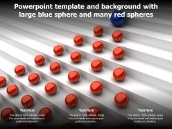 Powerpoint template and background with large blue sphere and many red spheres