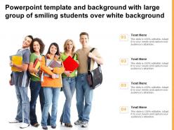 Powerpoint template and background with large group of smiling students over white background