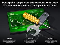 Powerpoint template and background with large wrench and screwdriver on top of stock chart