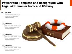 Powerpoint template and background with legal aid hammer book and lifebuoy