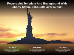 Powerpoint template and background with liberty statue silhouette over sunset