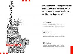 Powerpoint template and background with liberty with words new york on white