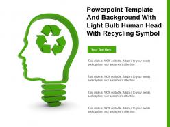 Powerpoint Template And Background With Light Bulb Human Head With Recycling Symbol