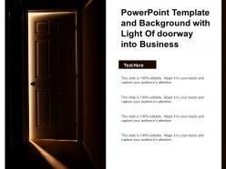 Powerpoint template and background with light of doorway into business