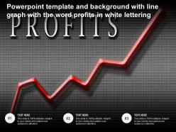 Powerpoint template and background with line graph with the word profits in white lettering