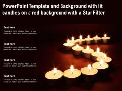 Powerpoint Template And Background With Lit Candles On A Red Background With A Star Filter