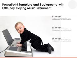 Powerpoint template and background with little boy playing music instrument