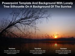 Powerpoint template and background with lonely tree silhouette on a background of the sunrise