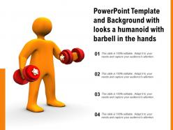 Powerpoint template and background with looks a humanoid with barbell in the hands