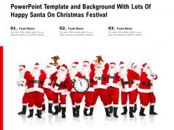 Powerpoint template and background with lots of happy santa on christmas festival