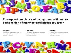 Powerpoint template and background with macro composition of many colorful plastic toy tetter