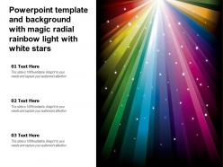 Powerpoint template and background with magic radial rainbow light with white stars
