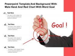 Powerpoint template and background with male hand and red chart with word goal