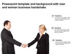 Powerpoint template and background with man and woman business handshake