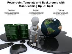 Powerpoint template and background with man cleaning up oil spill