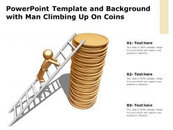 Powerpoint template and background with man climbing up on coins