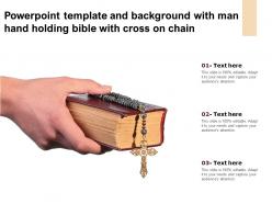 Powerpoint Template And Background With Man Hand Holding Bible With Cross On Chain