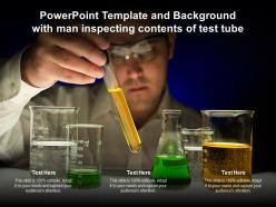 Powerpoint template and background with man inspecting contents of test tube