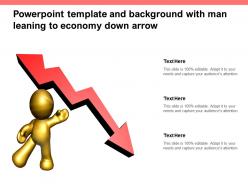Powerpoint template and background with man leaning to economy down arrow