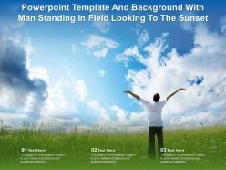 Powerpoint template and background with man standing in field looking to the sunset
