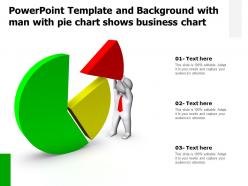 Powerpoint template and background with man with pie chart shows business chart