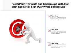 Powerpoint template and background with man with red e mail sign over white background