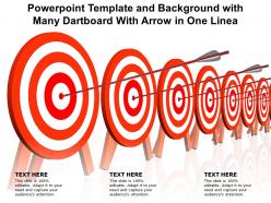 Powerpoint template and background with many dartboard with arrow in one linea