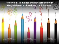 Powerpoint template and background with many different colored pencils education