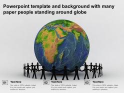 Powerpoint template and background with many paper people standing around globe