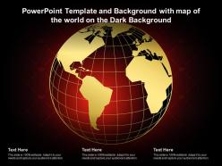 Powerpoint template and background with map of the world on the dark background
