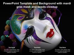 Powerpoint template and background with mardi gras mask and beads closeup