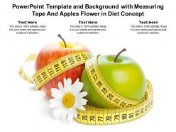Powerpoint template and background with measuring tape and apples flower in diet concept