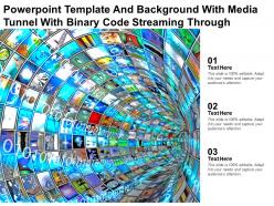 Powerpoint template and background with media tunnel with binary technology
