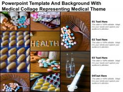 Powerpoint template and background with medical collage representing medical theme