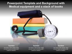 Powerpoint template and background with medical equipment and a stack of books