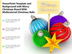 Merry christmas board with multicolored christmas balls stock photo