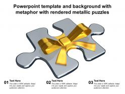 Powerpoint template and background with metaphor with rendered metallic puzzles