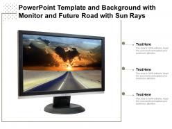 Powerpoint template and background with monitor and future road with sun rays