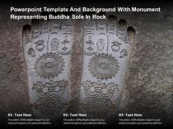 Powerpoint template and background with monument representing buddha sole in rock