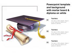 Powerpoint template and background with mortar board and diploma on white