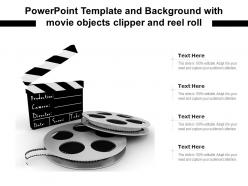 Powerpoint template and background with movie objects clipper and reel roll
