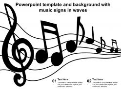 Powerpoint template and background with music signs in waves