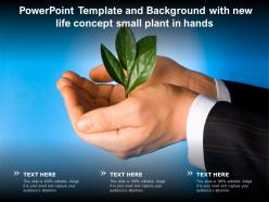 Powerpoint template and background with new life concept small plant in hands