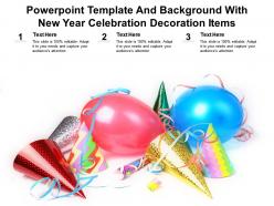 Powerpoint template and background with new year celebration decoration items