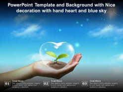 Powerpoint template and background with nice decoration with hand heart and blue sky