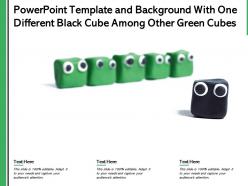 Powerpoint template and background with one different black cube among other green cubes