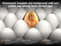 Powerpoint template and background with one golden egg among many normal eggs