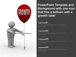 Powerpoint template and background with one man that free a balloon with a growth label